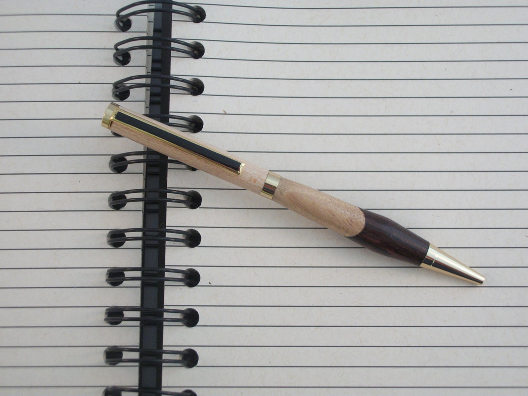 Hand-turned Combination Slim Pen with Executive Clip in 24 kt Gold Finish