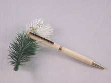 Load image into Gallery viewer, Slim Pen with Lilac Wood and a Flower Charm in 24 kt Gold Finish