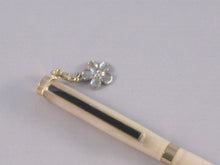 Load image into Gallery viewer, Slim Pen with Lilac Wood and a Flower Charm in 24 kt Gold Finish