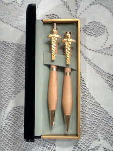 Slim Pen and Mechanical Pencil Set in 24 kt Gold Finish with grip