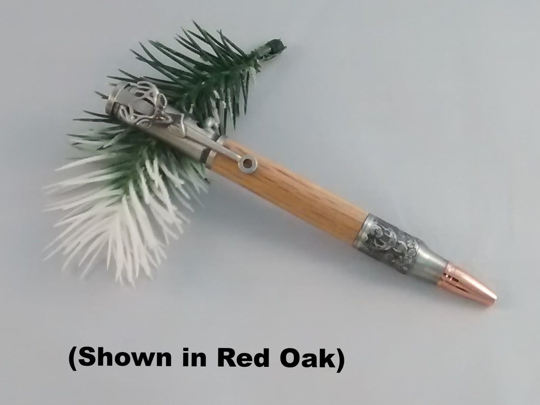 Hand-turned Antique Pewter Deer Hunter Pen