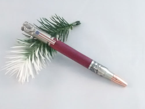 Hand-Turned Salute-the-Troops Pen with Purple Heart Wood